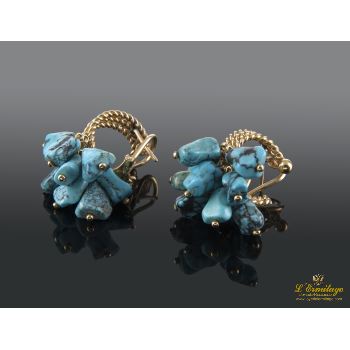 PENDIENTES<BR>PENDIENTES ORO AMARILLO Y TURQUESAS. · ref.: (CAI)