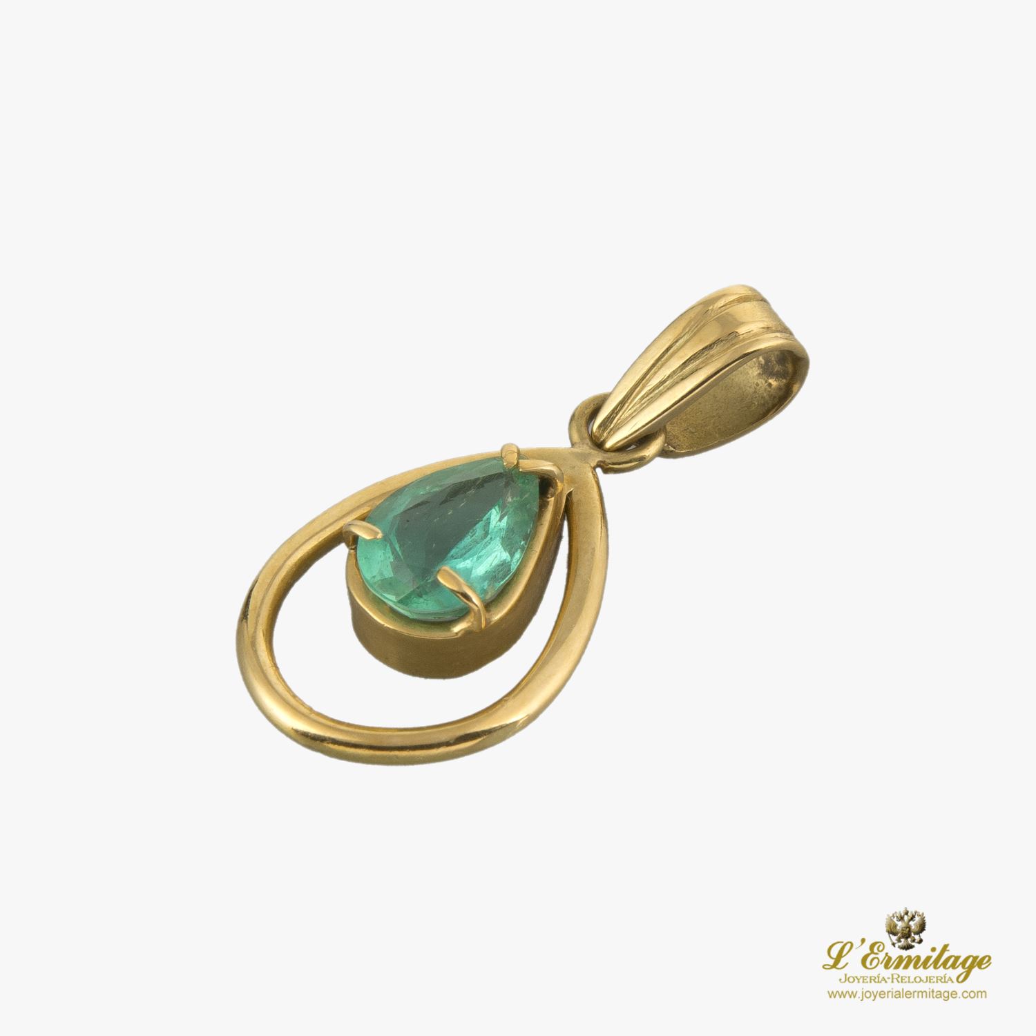 Colgante oro amarillo y esmeralda.