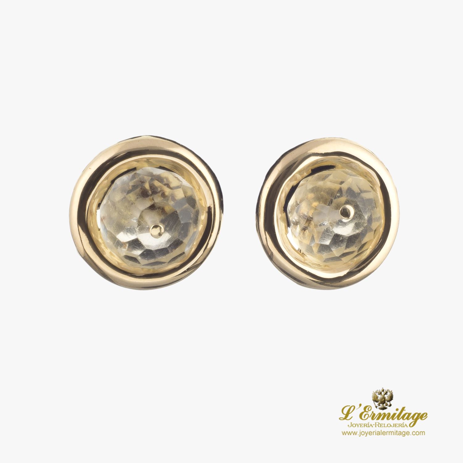 Pendientes oro amarillo cristal de roca