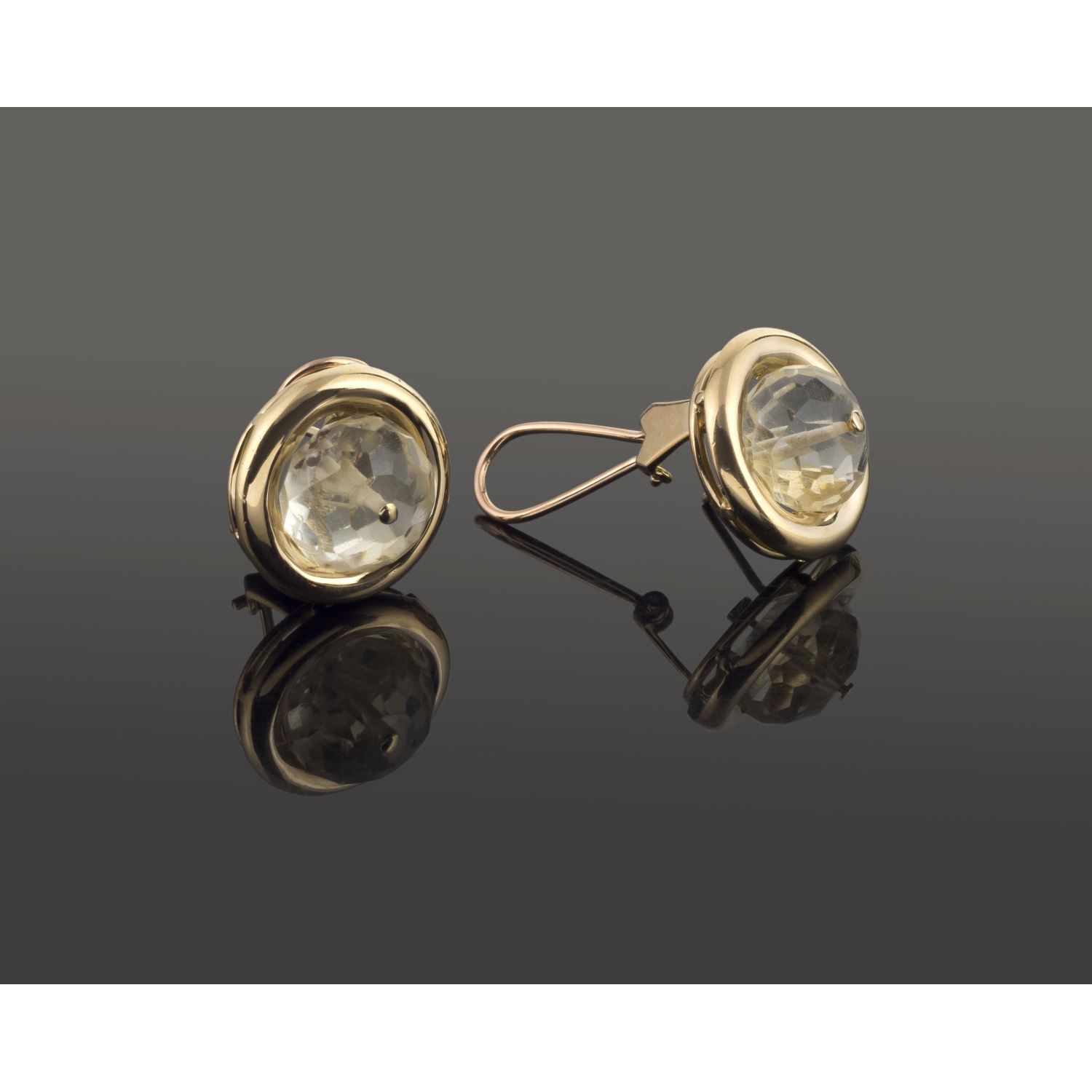 Pendientes oro amarillo cristal de roca