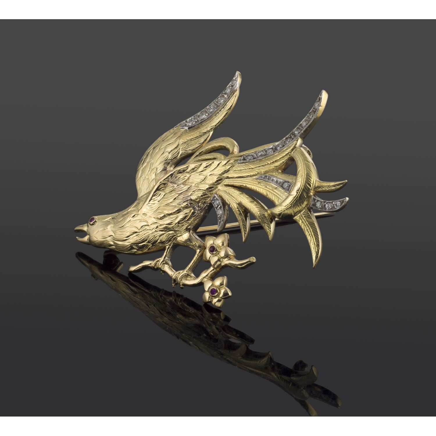 Broche-alfiler oro amarillo faisán