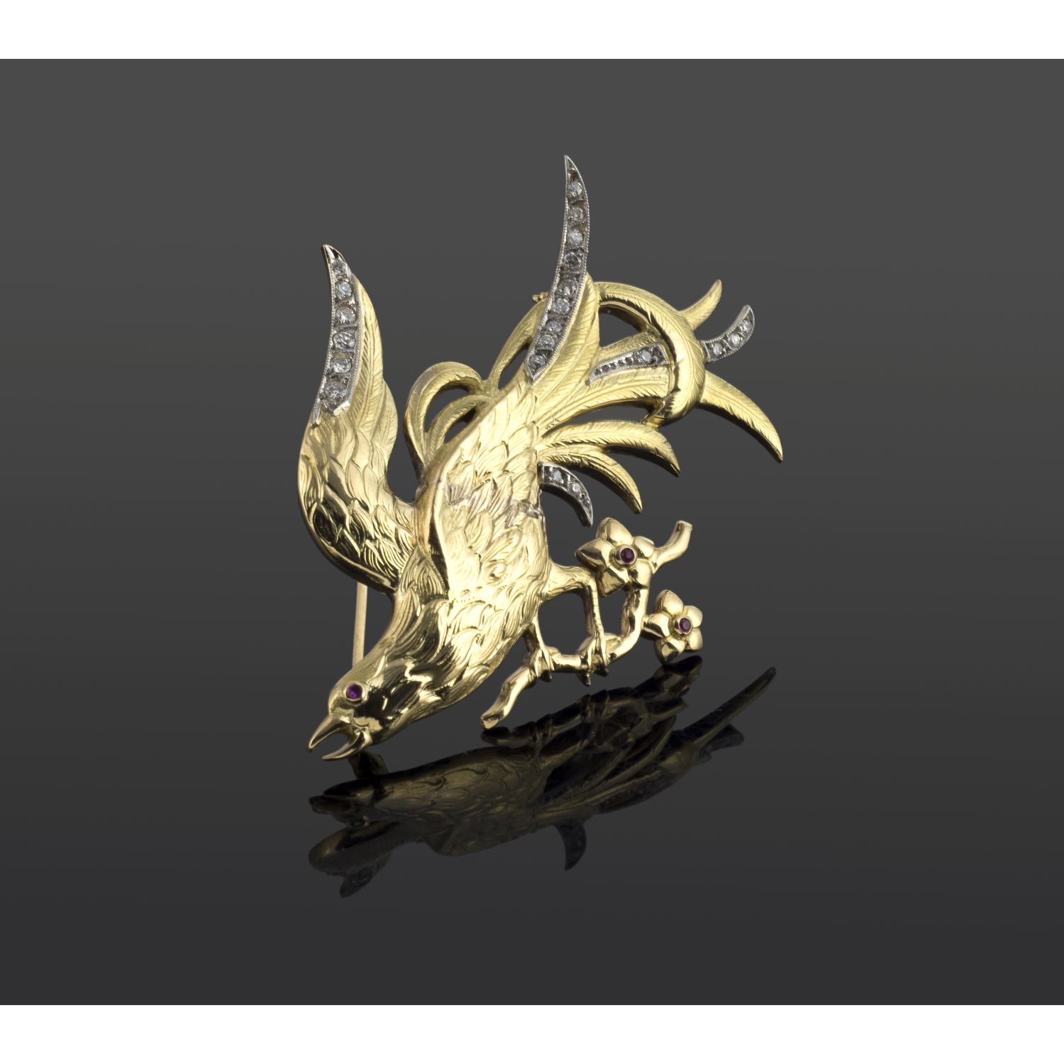 Broche-alfiler oro amarillo faisán