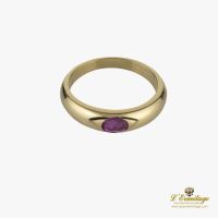 ANILLOS / SORTIJAS<BR>SORTIJA MEDIA CAÑA ORO AMARILLO Y RUBÍ