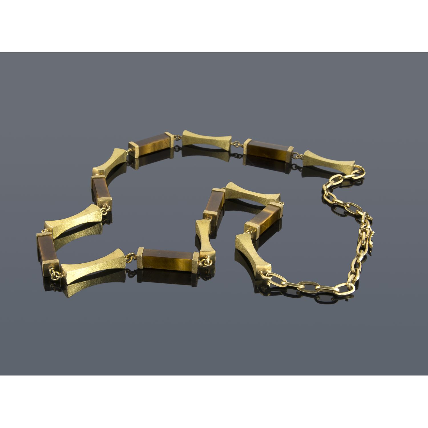 Gargantilla oro amarillo adornos  ojo de tigre