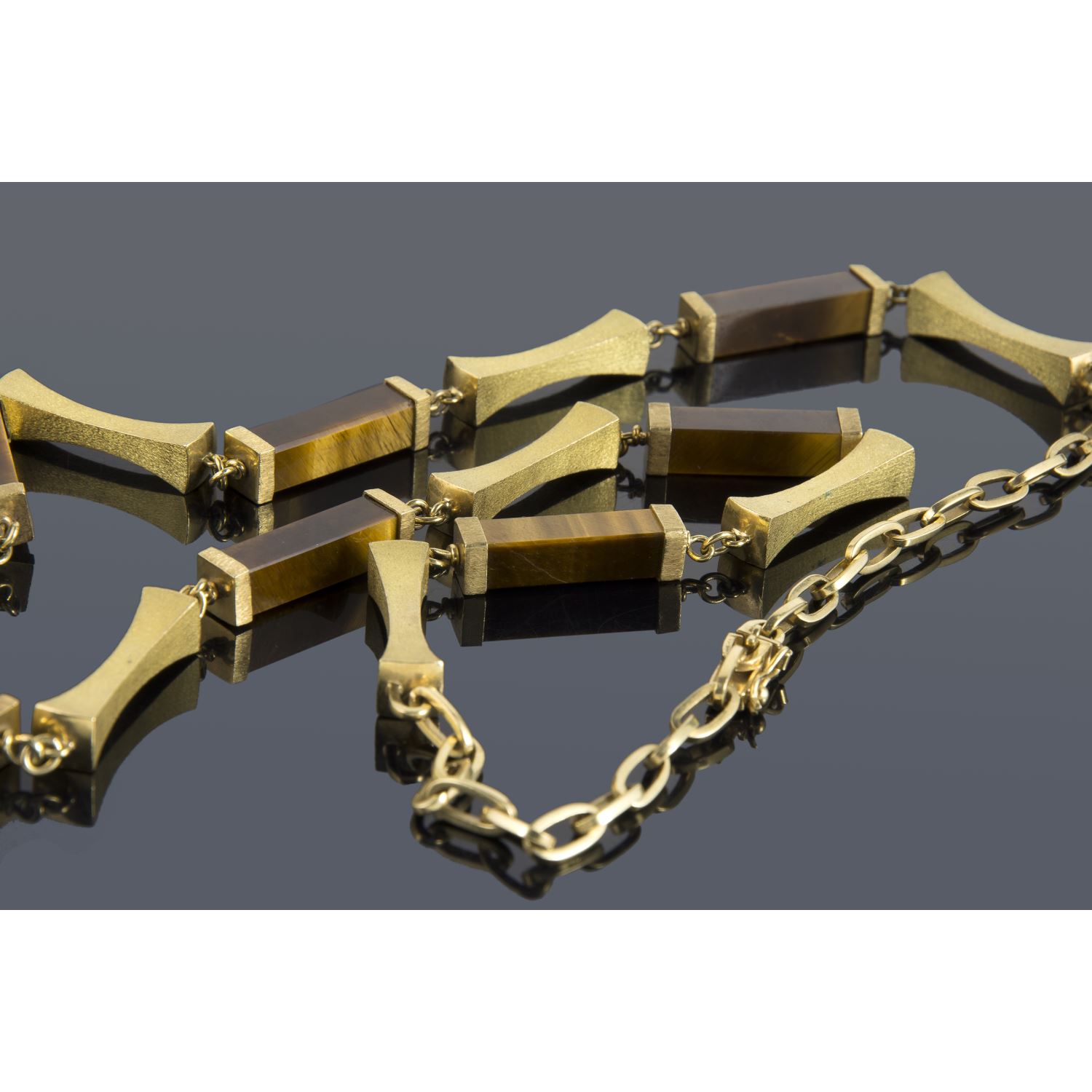 Gargantilla oro amarillo adornos  ojo de tigre