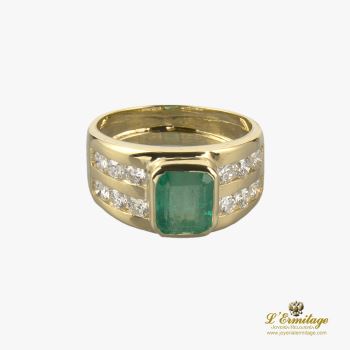 ANILLOS / SORTIJAS<BR>SORTIJA ORO AMARILLO ESMERALDA Y DIAMA... · ref.: (RMX)