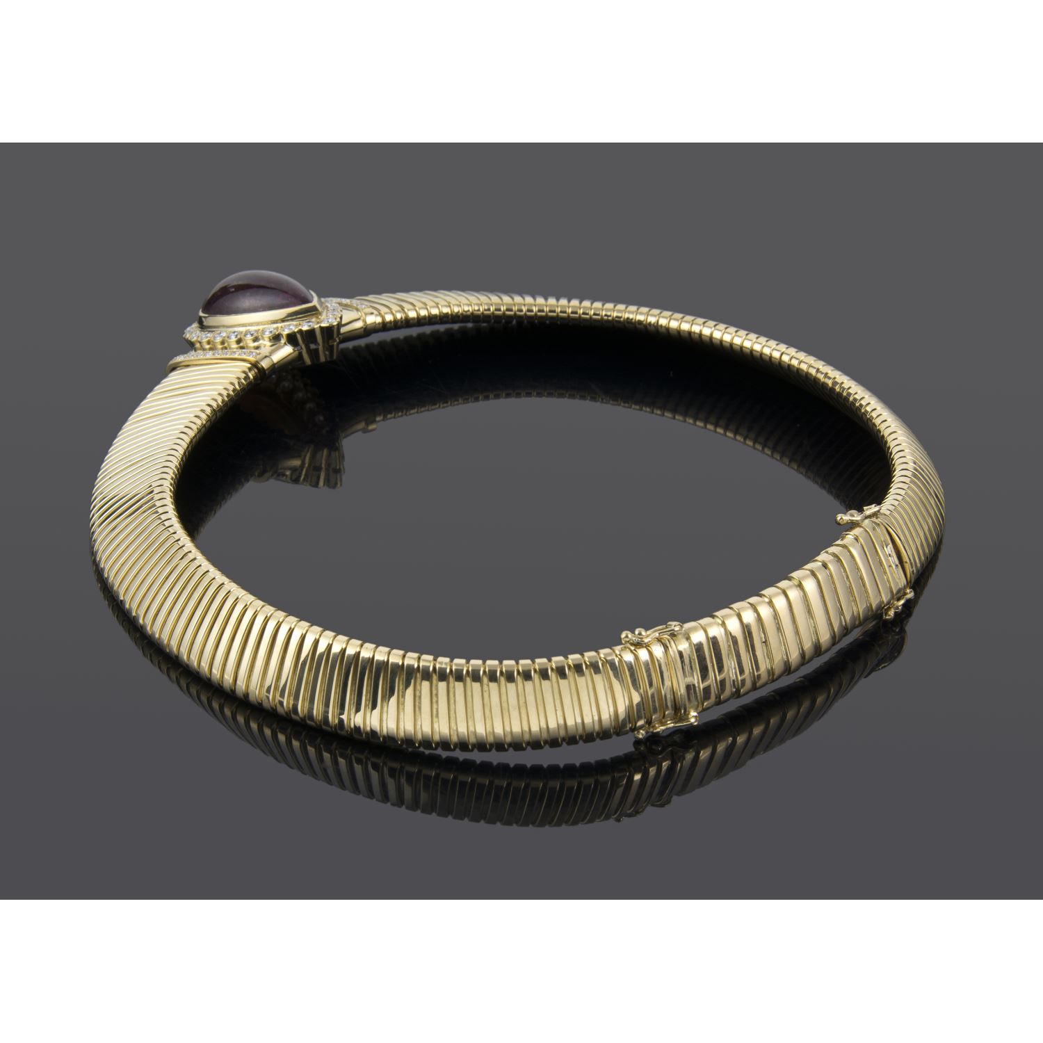 Gargantilla tubogas semirrígida oro amarillo y rubelita