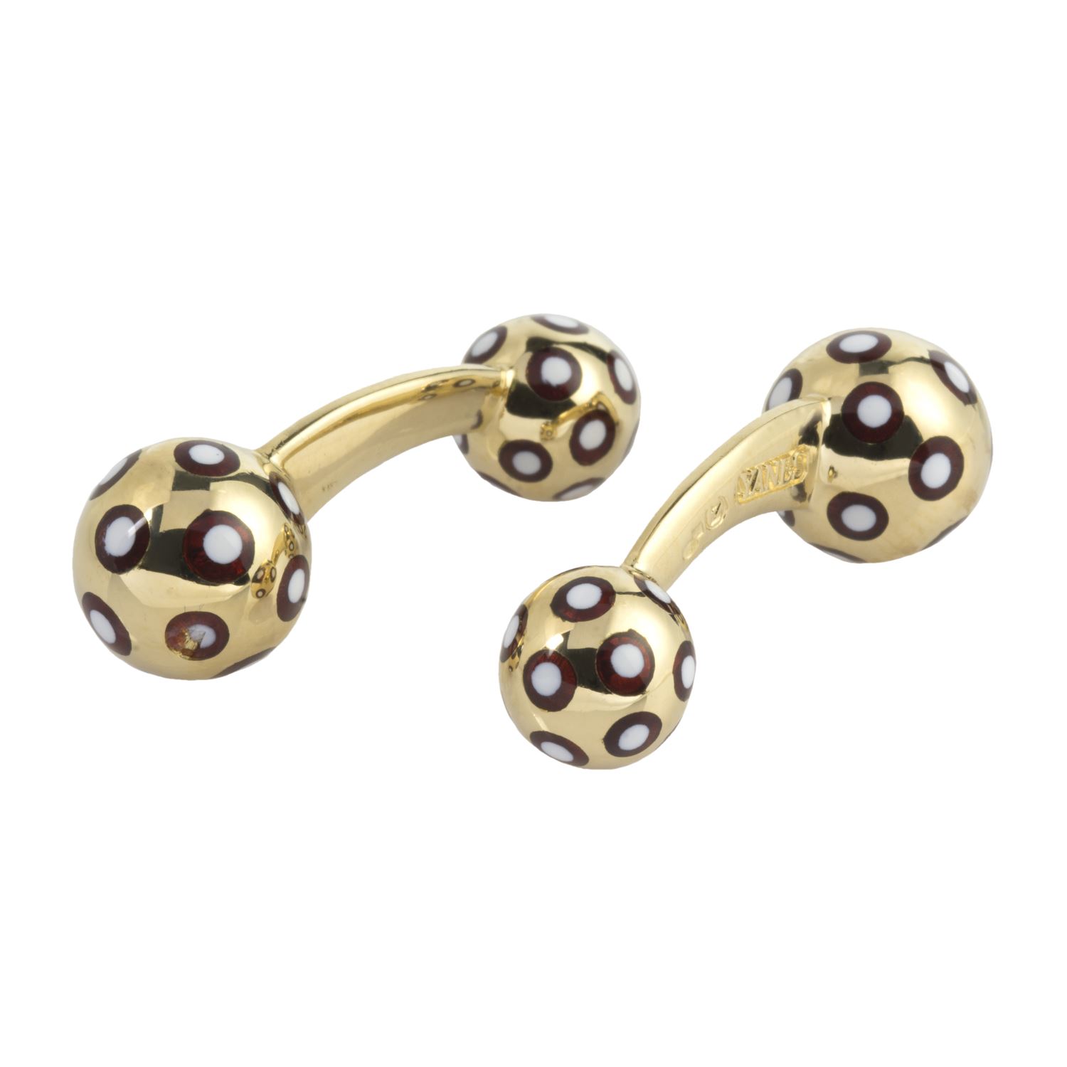 Gemelos firmados por yanes en oro amarillo y esmalte.