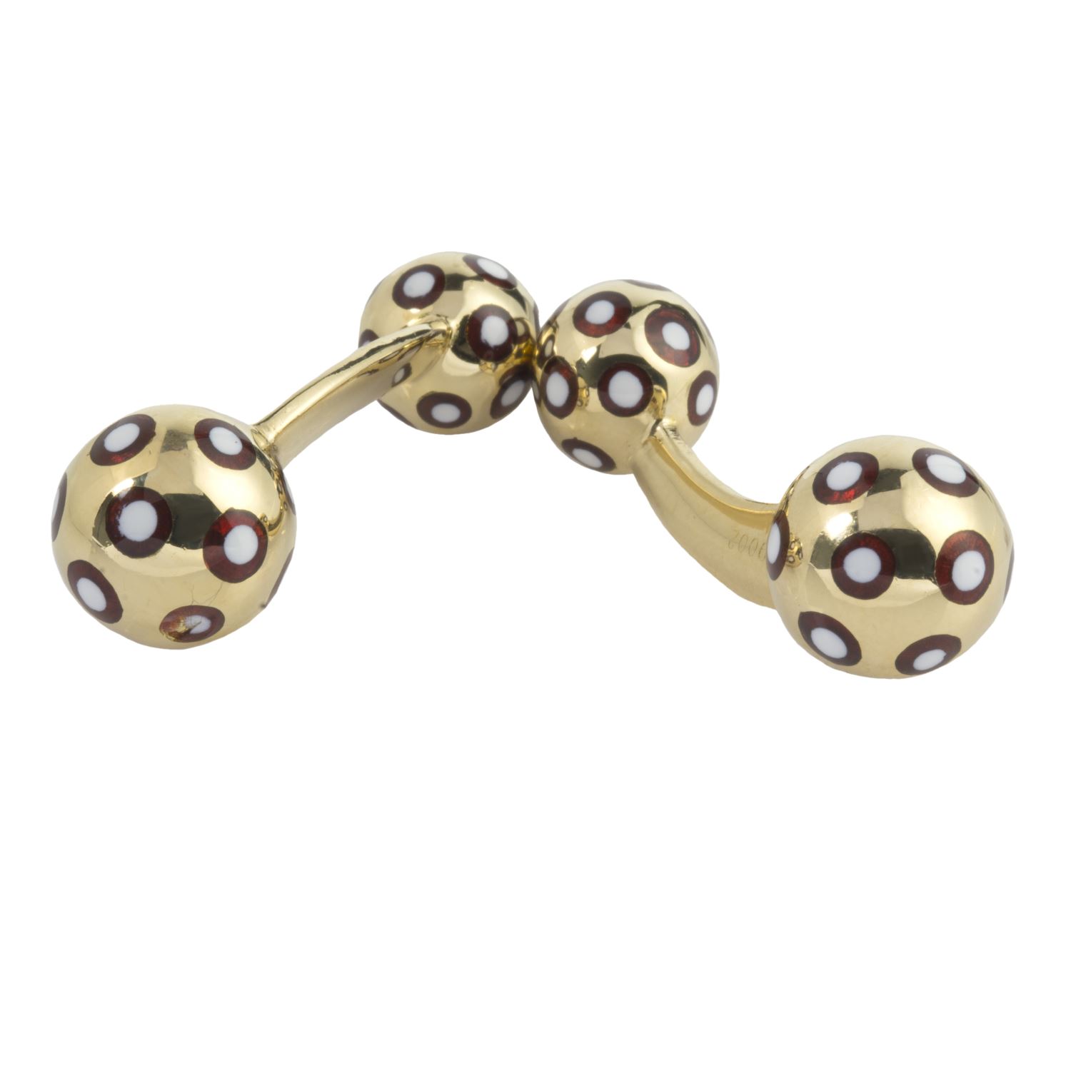 Gemelos firmados por yanes en oro amarillo y esmalte.