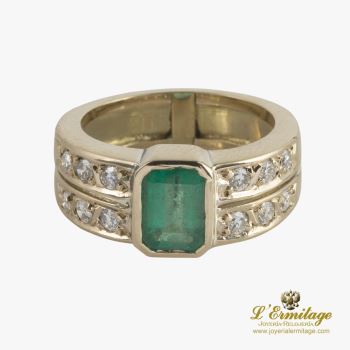 ANILLOS / SORTIJAS<BR>SORTIJA ORO AMARILLO ESMERALDA Y DIAMA... · ref.: (IAM)