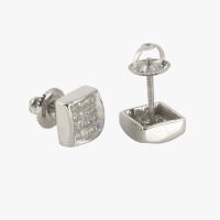 Pendientes oro blanco con diamantes naturales cierre tuerca a rosca.