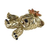 Broche-alfiler perro oro amarillo