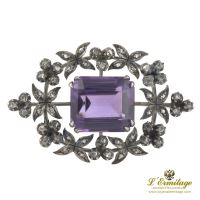 BROCHES / ALFILERES<BR>BROCHE-ALFILER ANTIGUO ORO Y PLATA AMA...