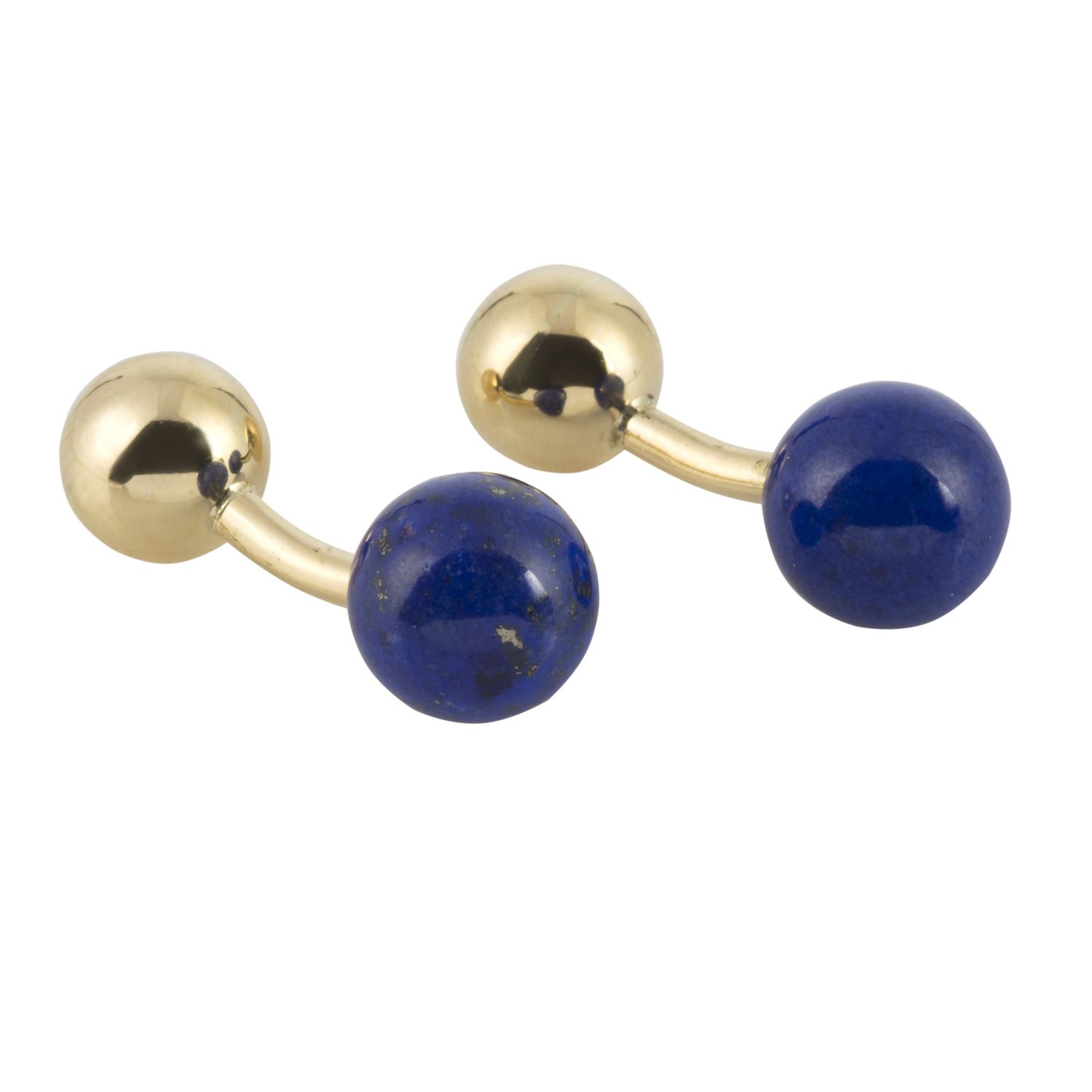 Gemelos bolas oro amarillo y lapislázuli