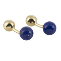 Gemelos bolas oro amarillo y lapislázuli