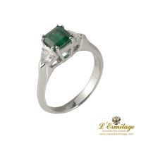 ANILLOS / SORTIJAS<BR>SORTIJA ORO BLANCO ESMERALDA Y DIAMANT...