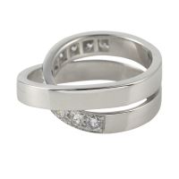 Anillo nouvelle vague oro blanco y diamantes. Talla 52.