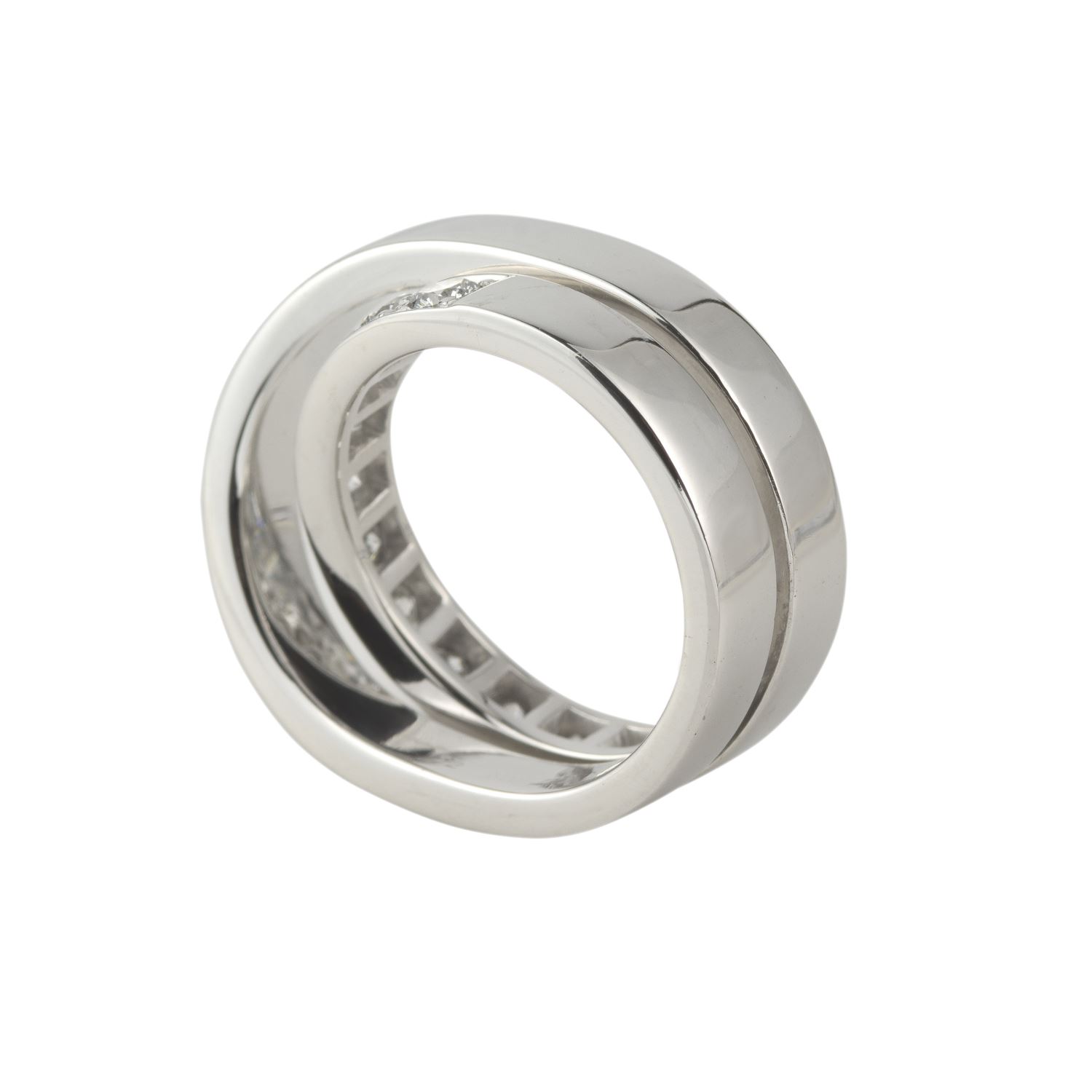 Anillo nouvelle vague oro blanco y diamantes. Talla 52.