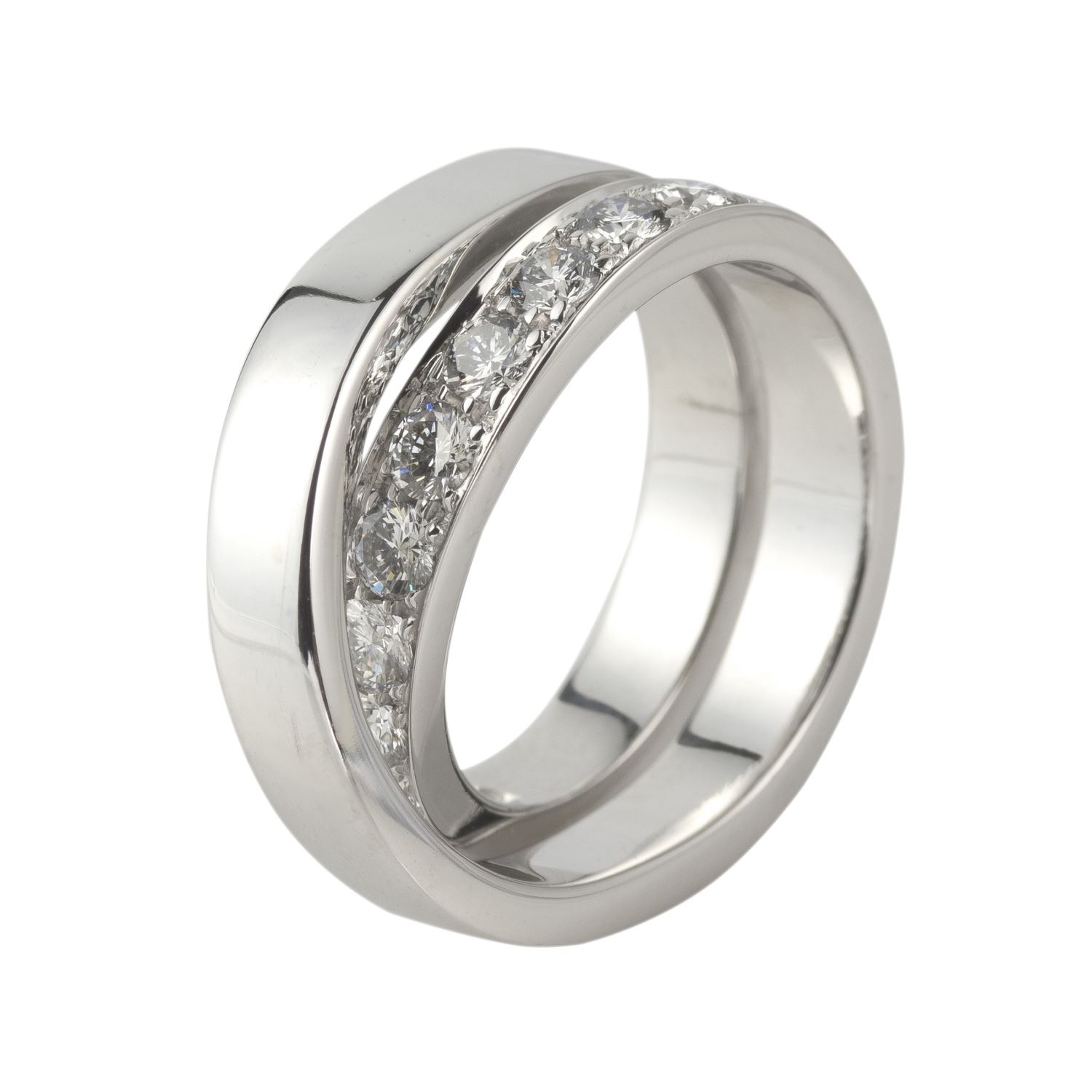 Anillo nouvelle vague oro blanco y diamantes. Talla 52.