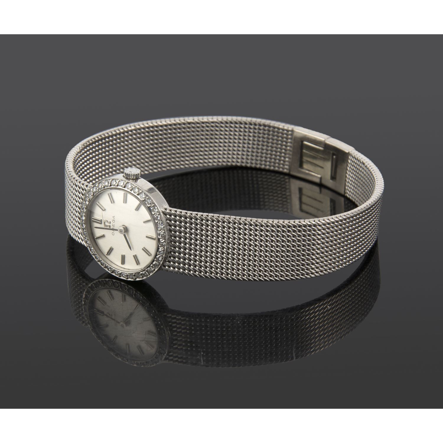 Classic oro blanco y diamantes cuerda manual señora 20mm