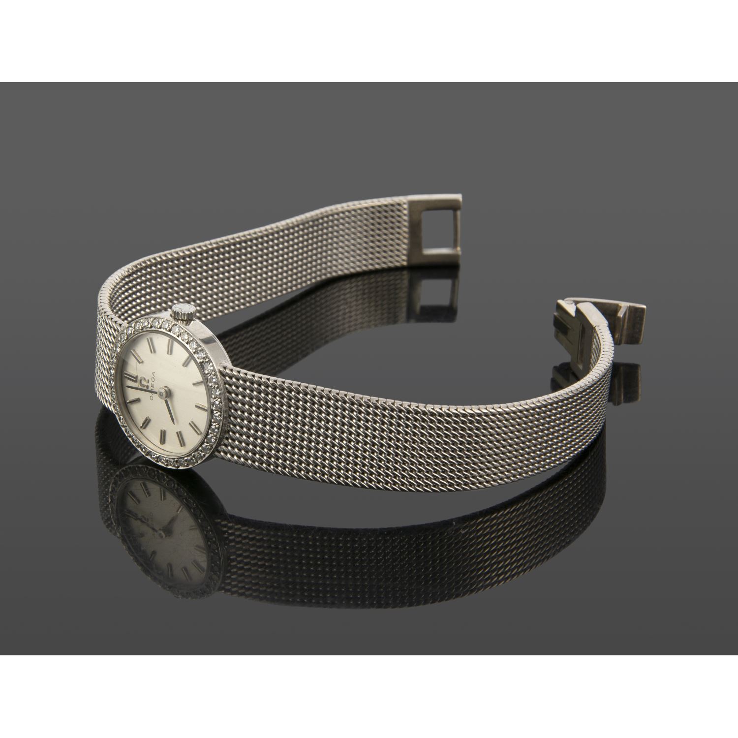 Classic oro blanco y diamantes cuerda manual señora 20mm