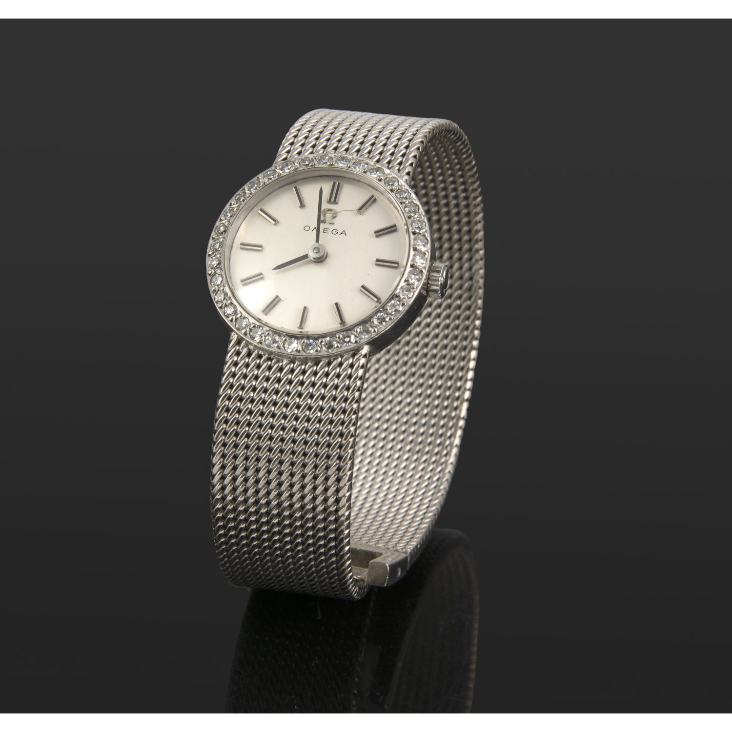 Classic oro blanco y diamantes cuerda manual señora 20mm