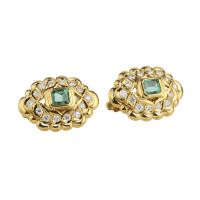 Pendientes antiguos oro amarillo esmeralda y diamantes