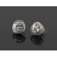 PENDIENTES<BR>PENDIENTES ORO BLANCO Y DIAMANTES COLO...