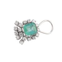 Pendientes antiguos oro blanco esmeralda y diamantes