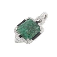 Colgante con esmeralda diamantes y ónice