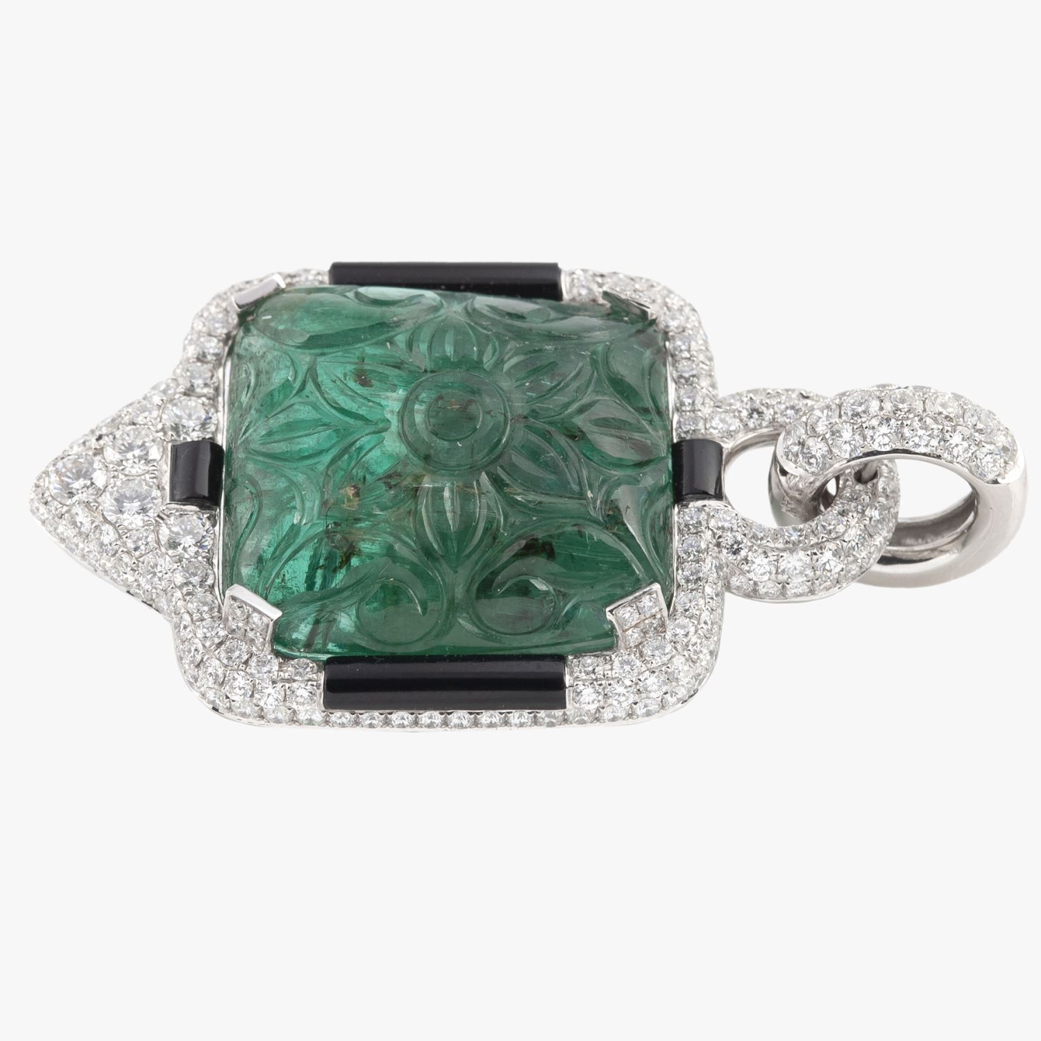 Colgante con esmeralda diamantes y ónice