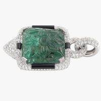 Colgante con esmeralda diamantes y ónice