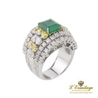 ANILLOS / SORTIJAS<BR>SORTIJA EN ORO BLANCO CON ESMERALDA Y ...