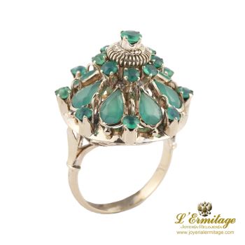 ANILLOS / SORTIJAS<BR>SORTIJA EN ORO AMARILLO CON CRISOPRASA... · ref.: (OM)