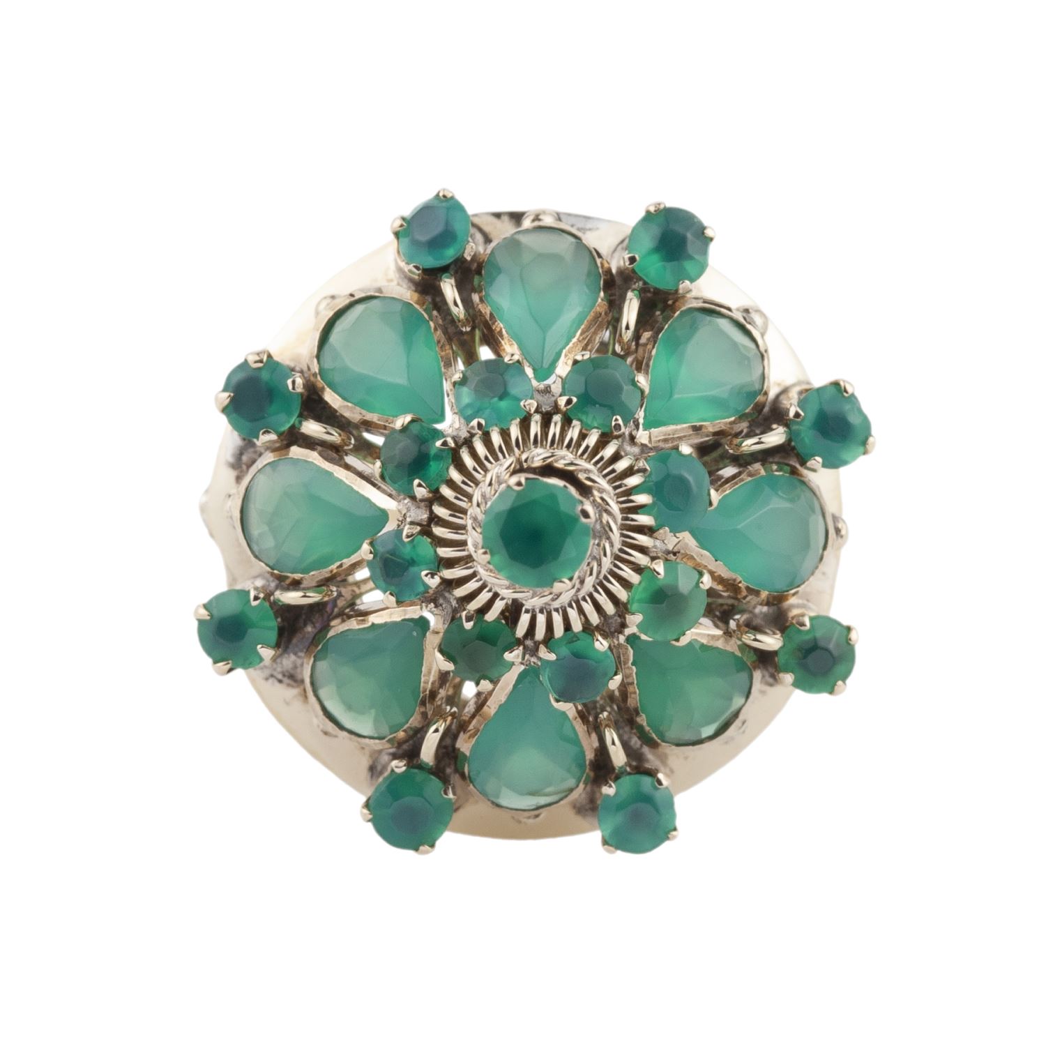 Sortija en oro amarillo con crisoprasas.