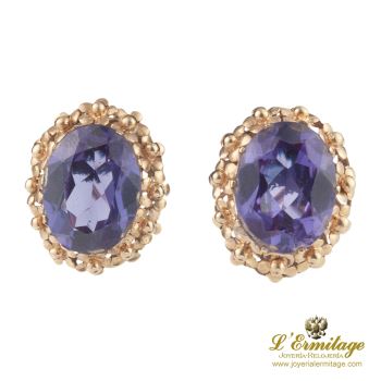 PENDIENTES<BR>PENDIENTES EN ORO AMARILLO Y AMATISTAS... · ref.: (AMX)