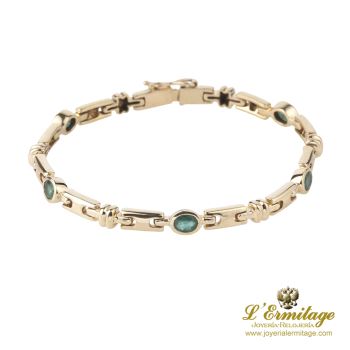 PULSERAS<BR>PULSERA EN ORO AMARILLO Y ESMERALDAS. · ref.: SAM 