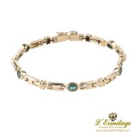 PULSERAS<BR>PULSERA EN ORO AMARILLO Y ESMERALDAS.