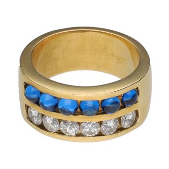 ANILLOS / SORTIJAS<BR>SORTIJA EN ORO AMARILLO CON ZAFIROS Y ... · ref.: (SIM)