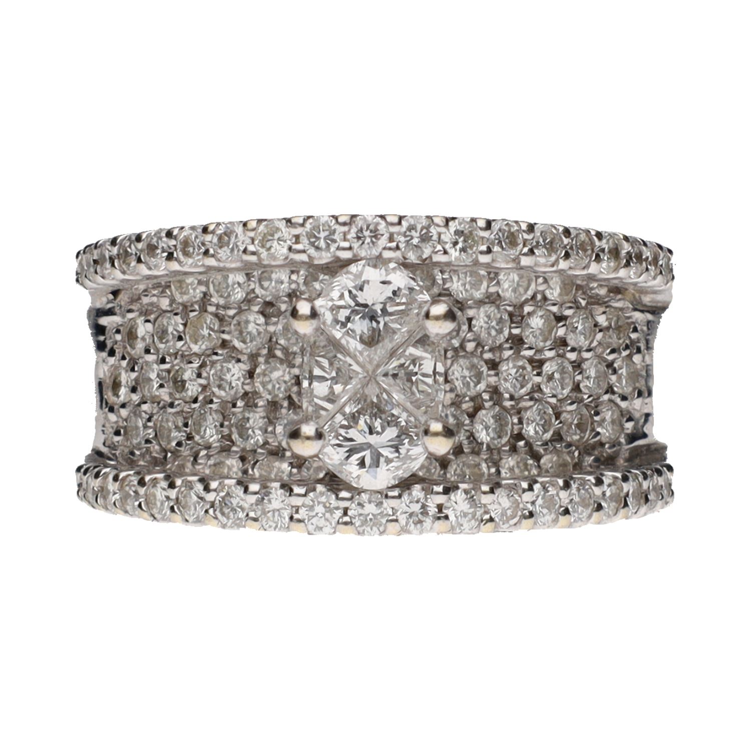 Sortija en oro blanco y diamantes. Talla 17.