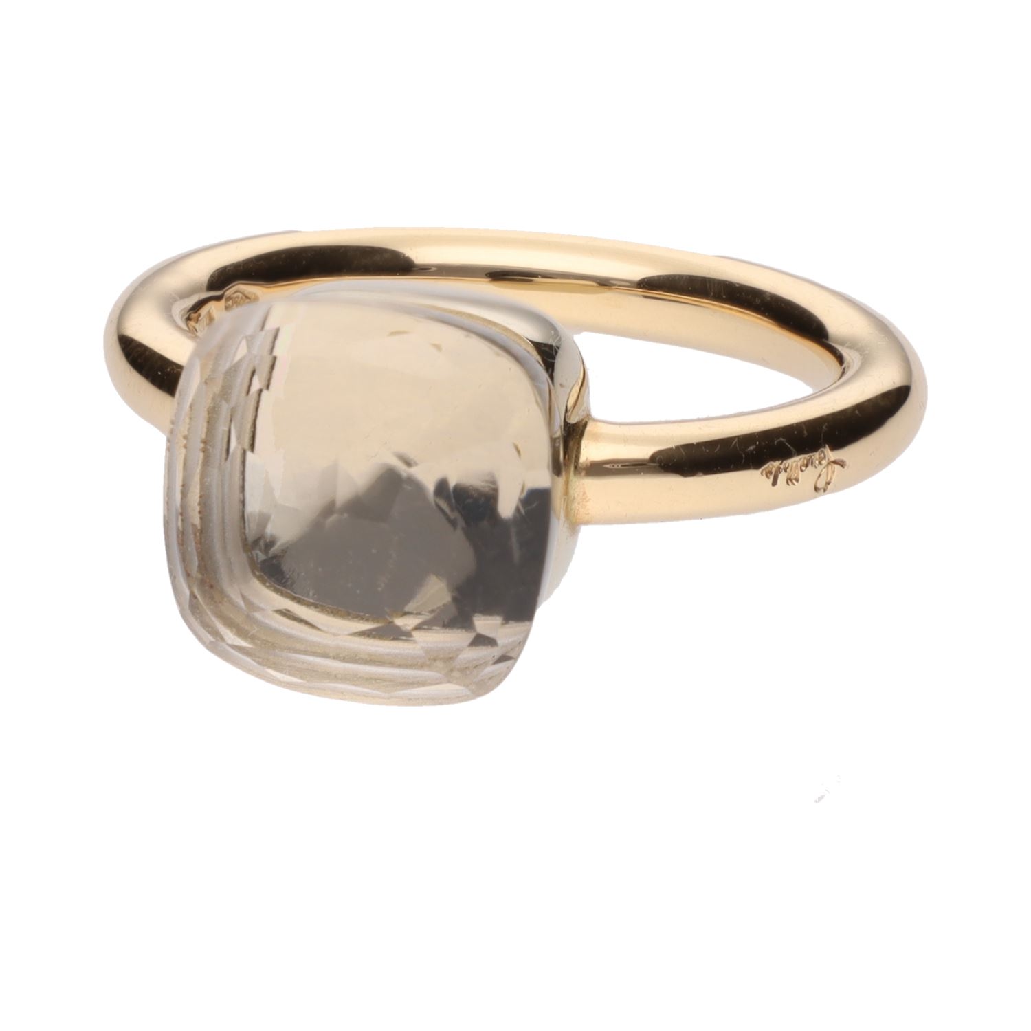 Sortija pomellato en oro amarillo con un cuarzo. Talla 13.