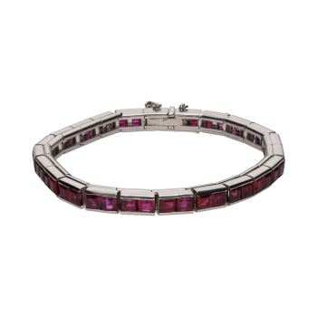 PULSERAS<BR>PULSERA RIVIERE EN ORO BLANCO Y RUBÍES... · ref.: PRESENTA CERTIFICADO...