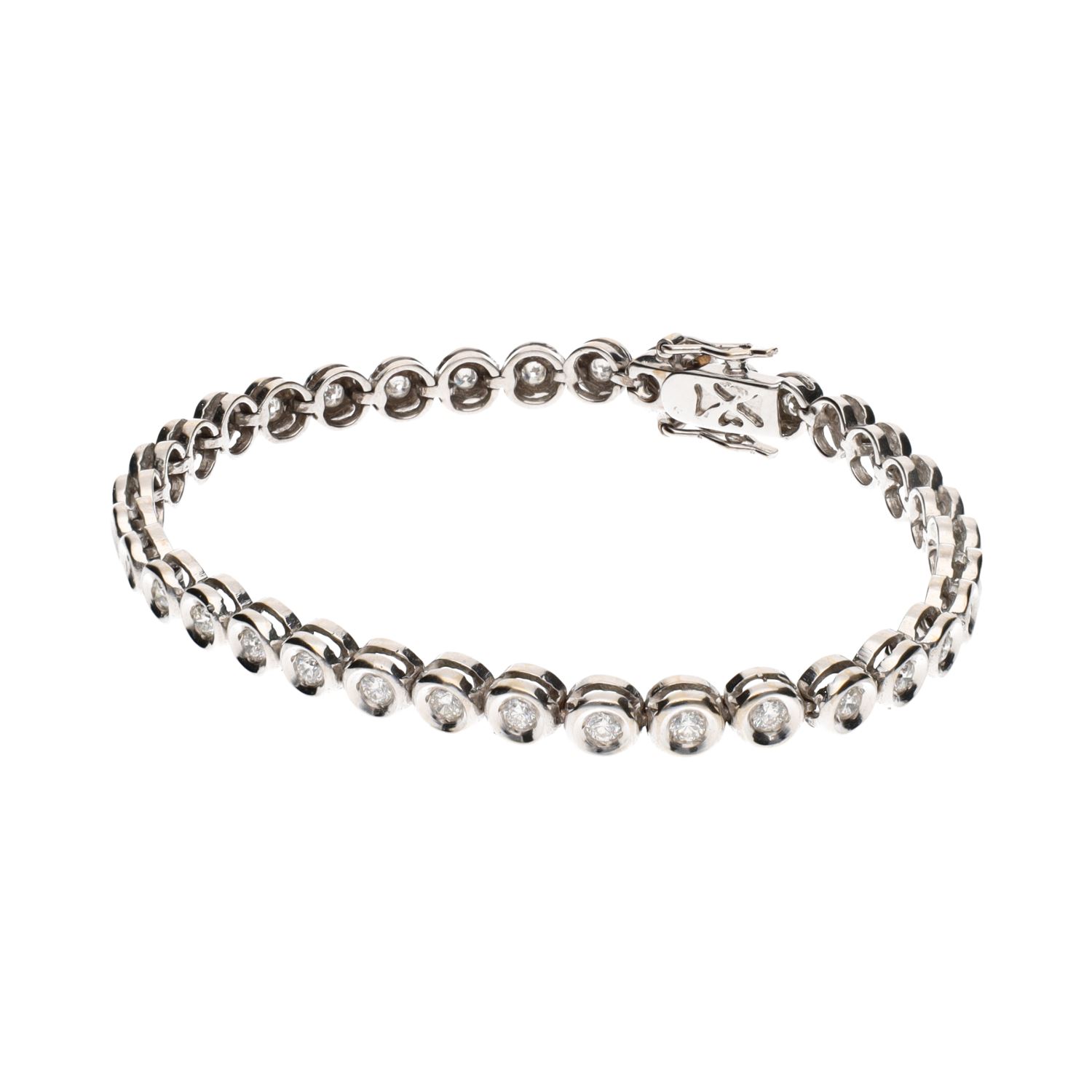 Pulsera riviere de brillantes en chatón.