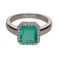 ANILLOS / SORTIJAS<BR>SORTIJA EN ORO BLANCO CON ESMERALDA Y ...