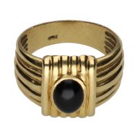 ANILLOS / SORTIJAS<BR>SORTIJA EN ORO AMARILLO Y ONIX. TALLA ...