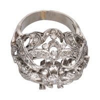 ANILLOS / SORTIJAS<BR>SORTIJA ANTIGUA EN ORO BLANCO Y BRILLA...