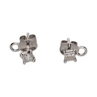 PENDIENTES<BR>PENDIENTES EN ORO BLANCO CON BRILLANTE...