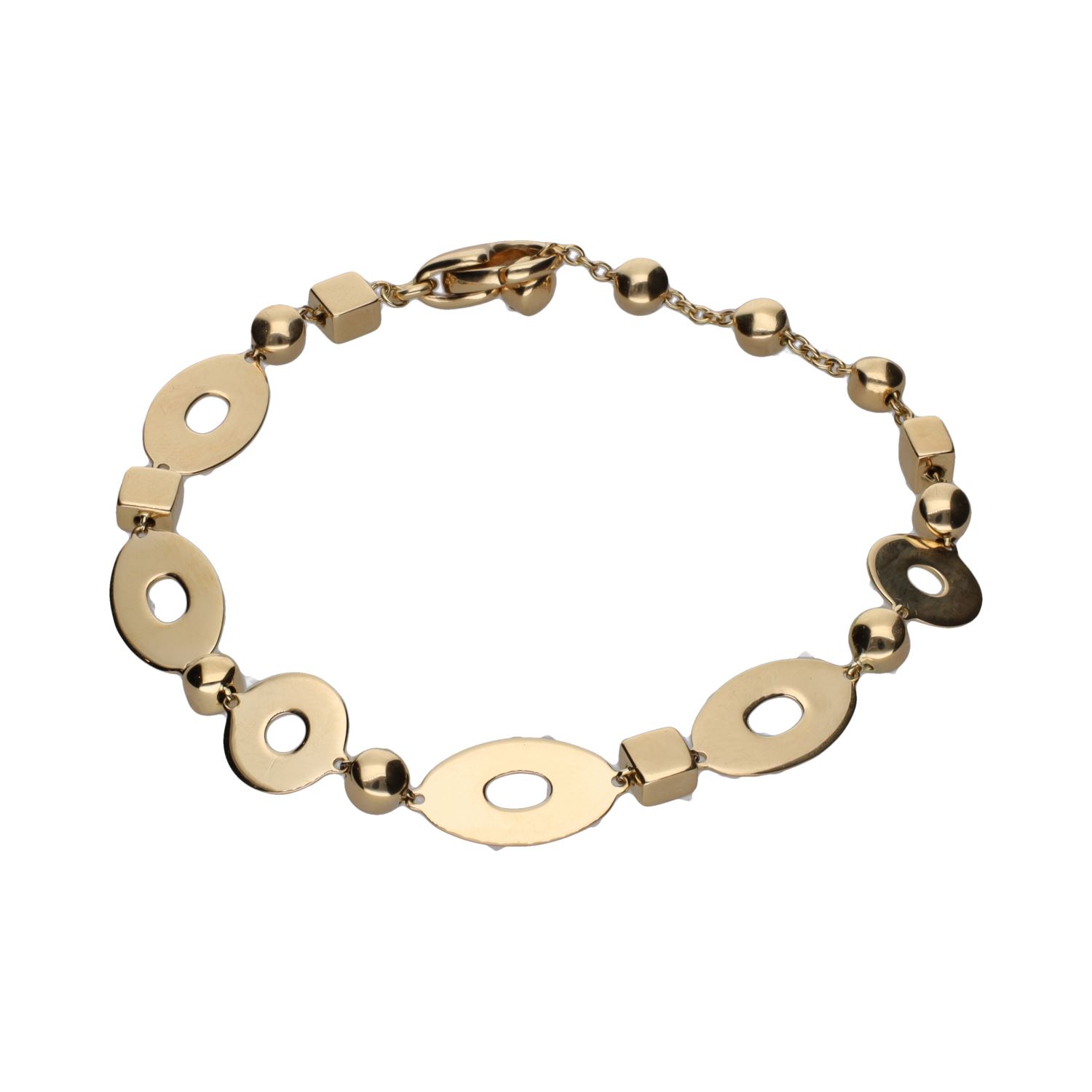 Pulsera bulgari en oro amarillo formas circulares.