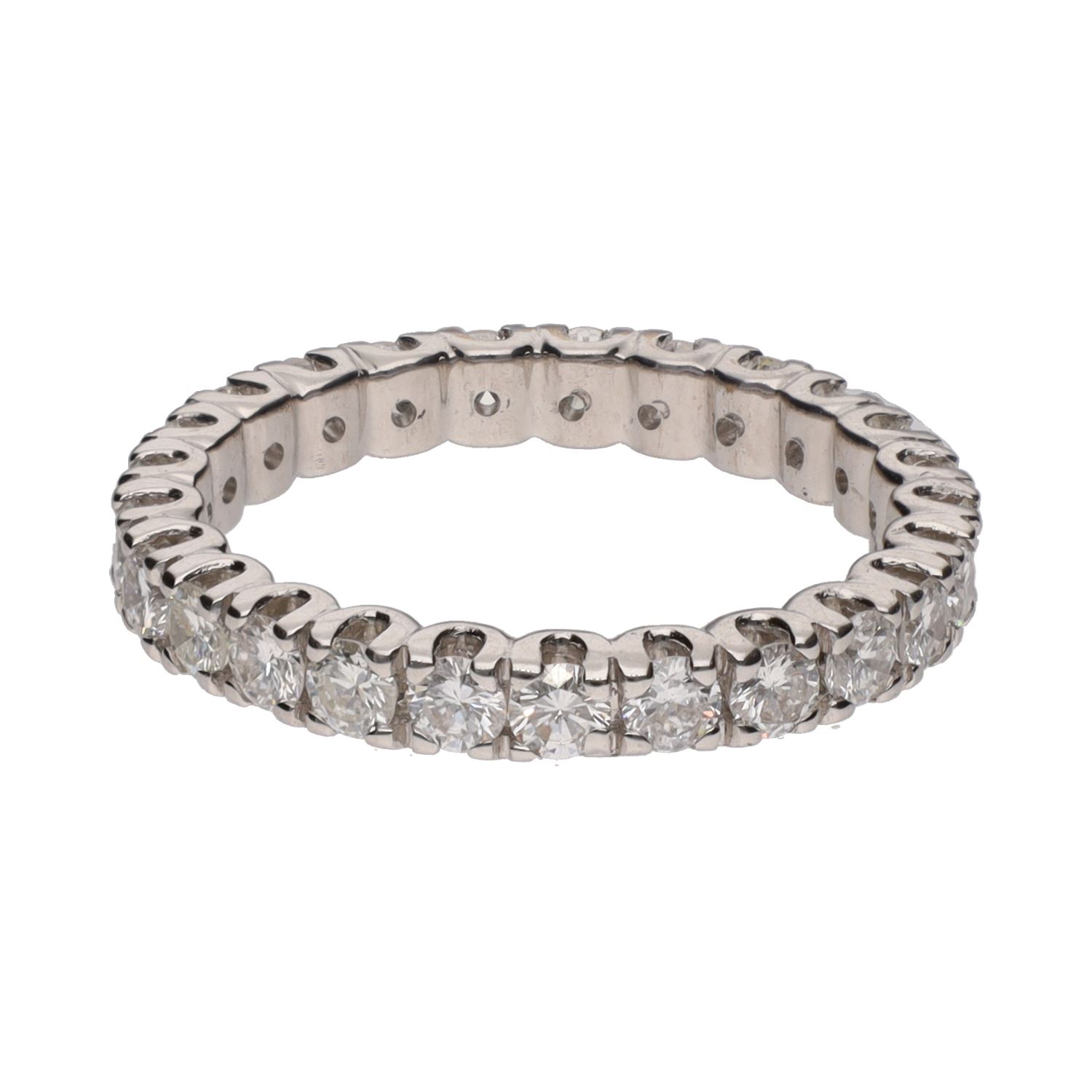 Alianza catalana en oro blanco con brillantes. Talla 13.