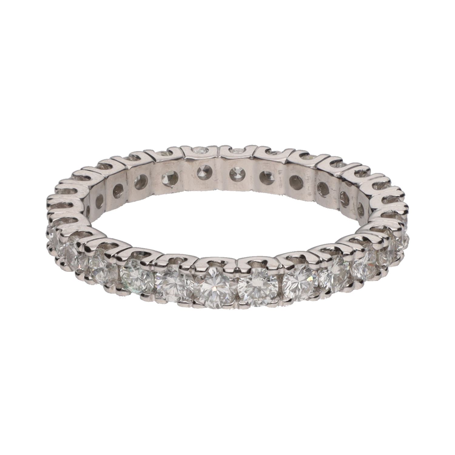 Alianza catalana en oro blanco con brillantes. Talla 13.